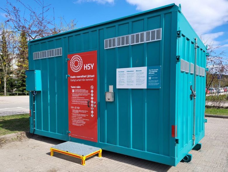 Sortti container for domestic hazardous waste